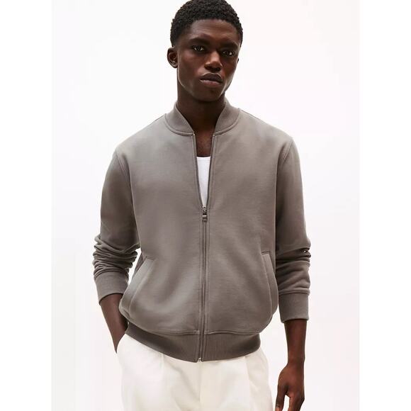 NWT Tommy Hilfiger Tommy Men's Zip Baseball Sweatshirt Jacket Shady Stone medium